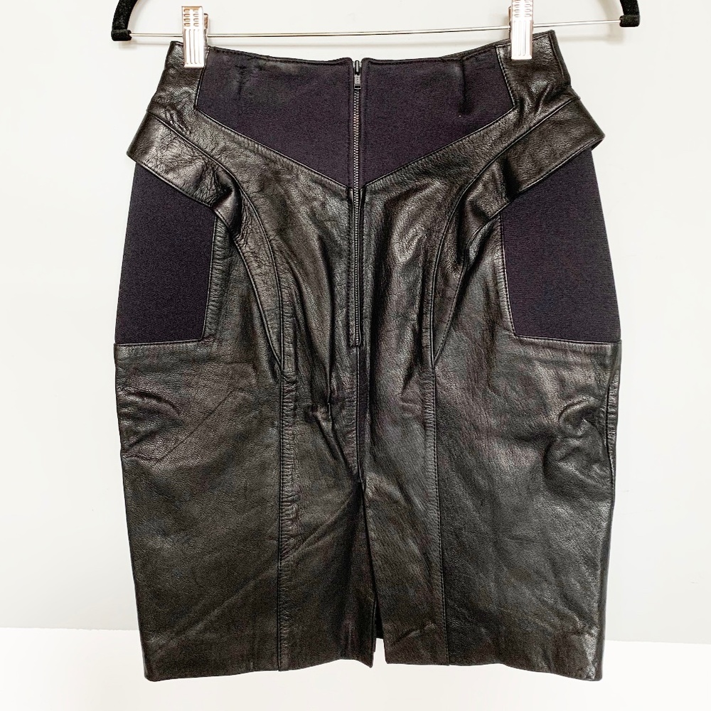 Skingraft Design Leather Peplum Skirt